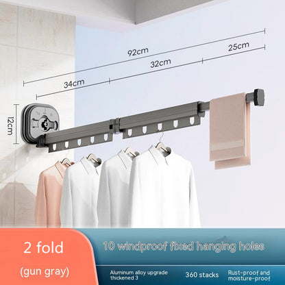 Suction Cup Folding Clothes Hanger Indoor Home Balcony Aluminum Retractable Drying Rack No Punching Folding Clothes Hanger a0