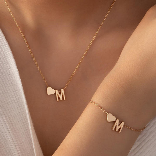 Minimalist Style Heart-shaped Letter Necklace Bracelet a0f89399 18c8 4976 9527 730ee10cf34d