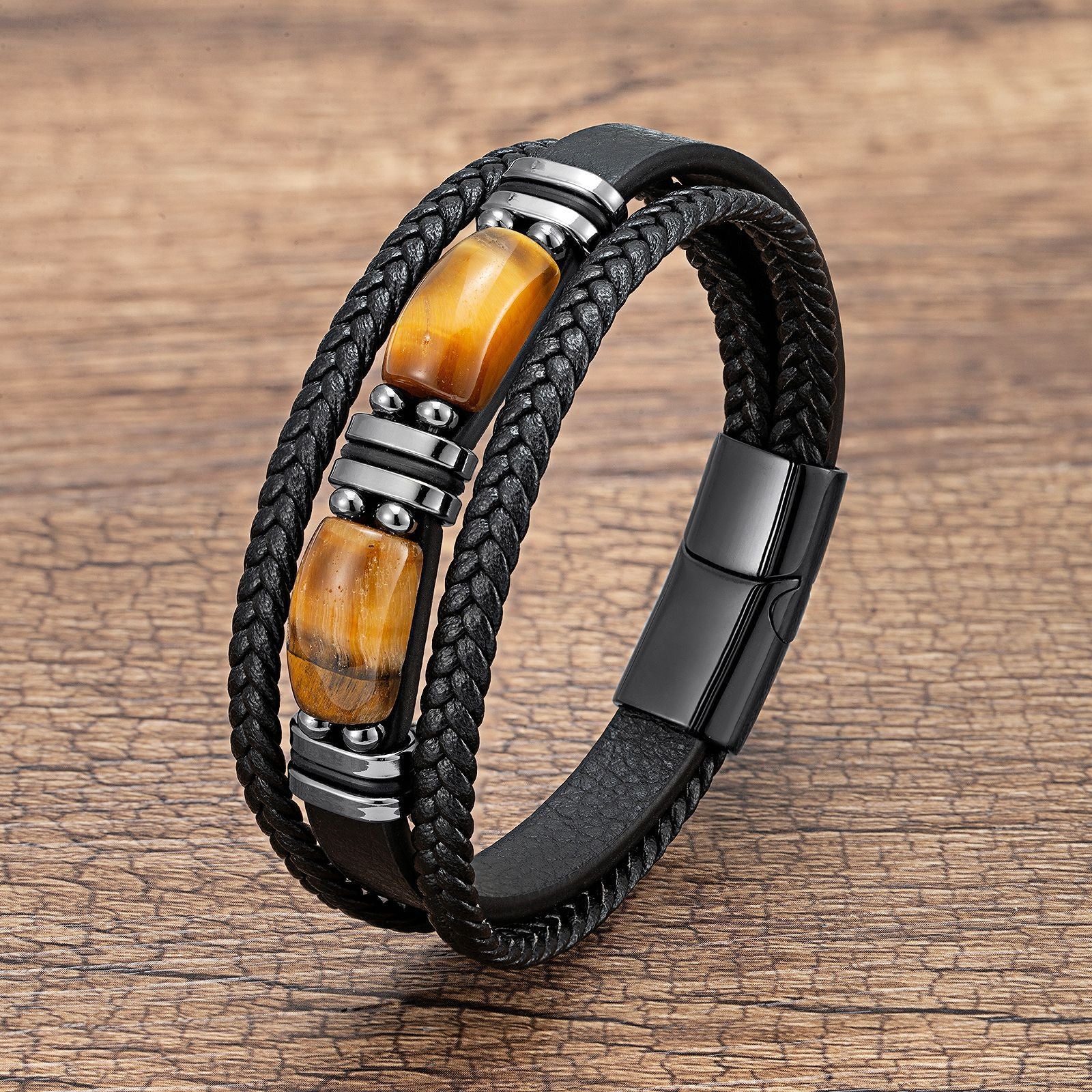 Men's Tiger Eye Bracelet Multilayer Leather Strap a108112b 399e 4378 82ef 97fd617a7e86