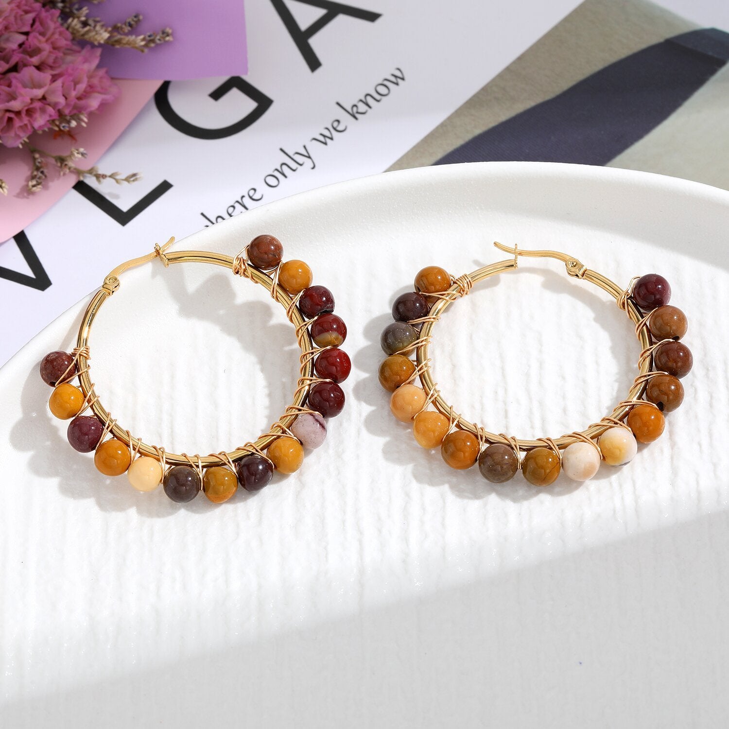 Natural Stone Stainless Steel Winding Earrings a10cd440 2050 4db6 ae28 2c37a3d718f9