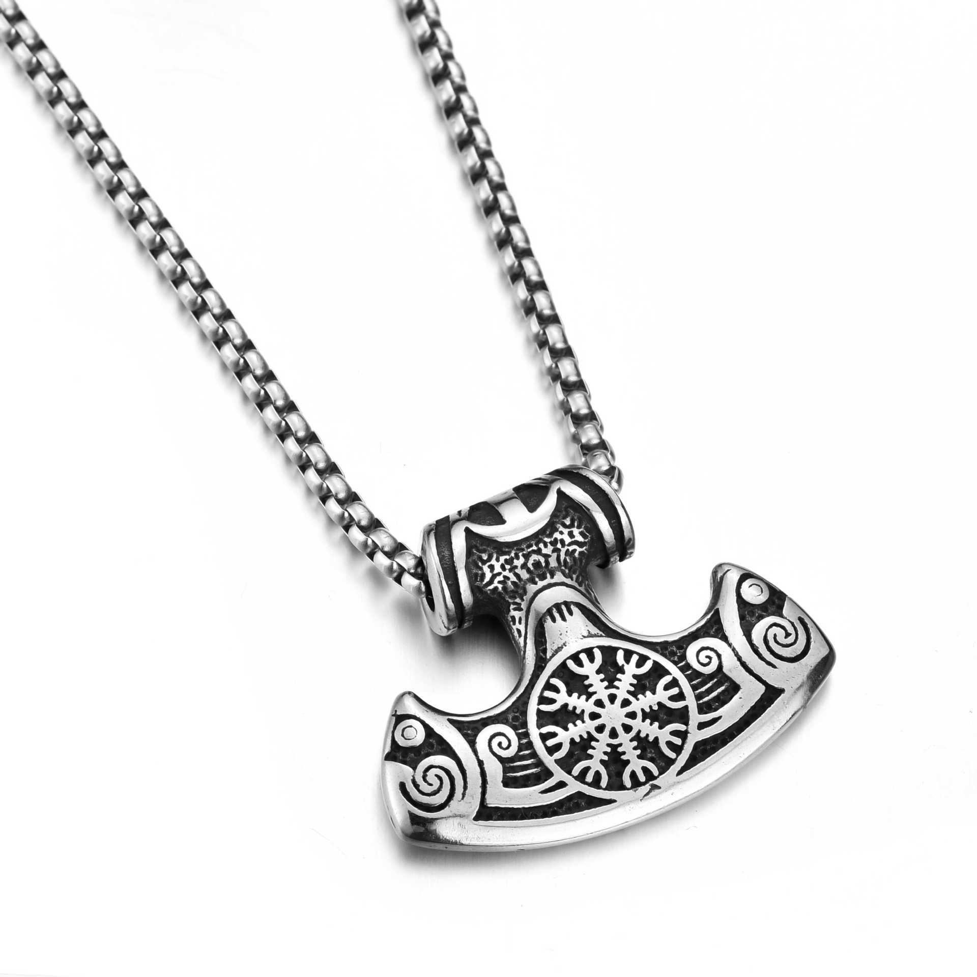 Viking Boat Snow Pattern Hammer Pendant Necklace a10dded8 7a77 4df1 bc04 0c3b0b09c72e