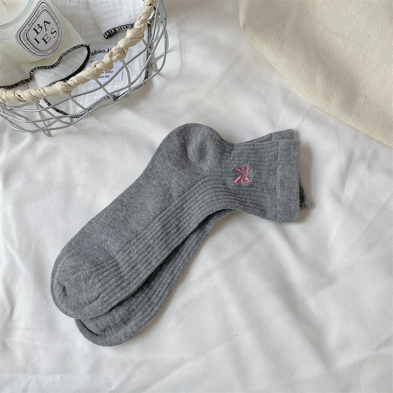 Bow Embroidered Short Thin Socks a111ff60 dac9 4fbb a266 b0083806665a