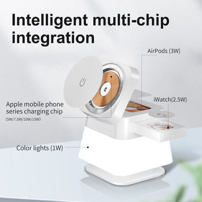 4 In 1 Rotatable Colorful Lighting Wireless Charger Stand For Phone 15 14 13 12 Pro Max 8 7 Holder Magnetic Fast Charging Station - 图片 2