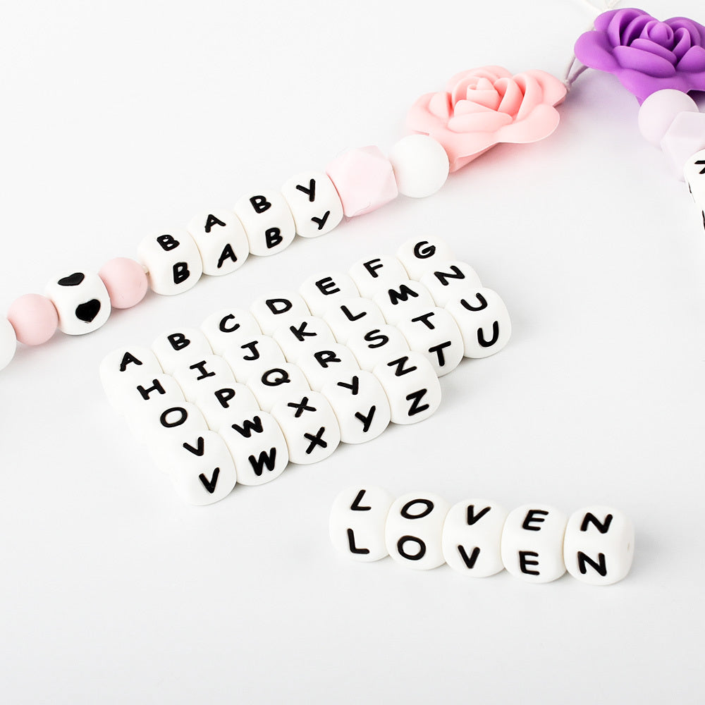 12mm Baby Products 26 Silicone English Alphabet Beads Teeth Accessories - HD Wireless Product #1