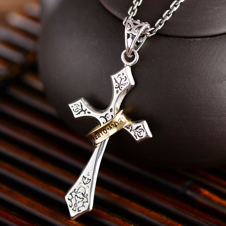 Sterling Silver Jesus Cross Personality Retro Men's And Women's Pendant a1240fe9 ac26 4b68 89cd 65d021f66c36