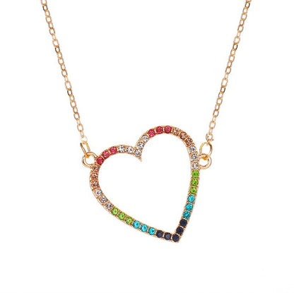European And American Simple Colored Loving Heart Necklace Ins Fashion Hollowed-out Peach Heart a127da6a 86b4 4d70 bc5c 03965