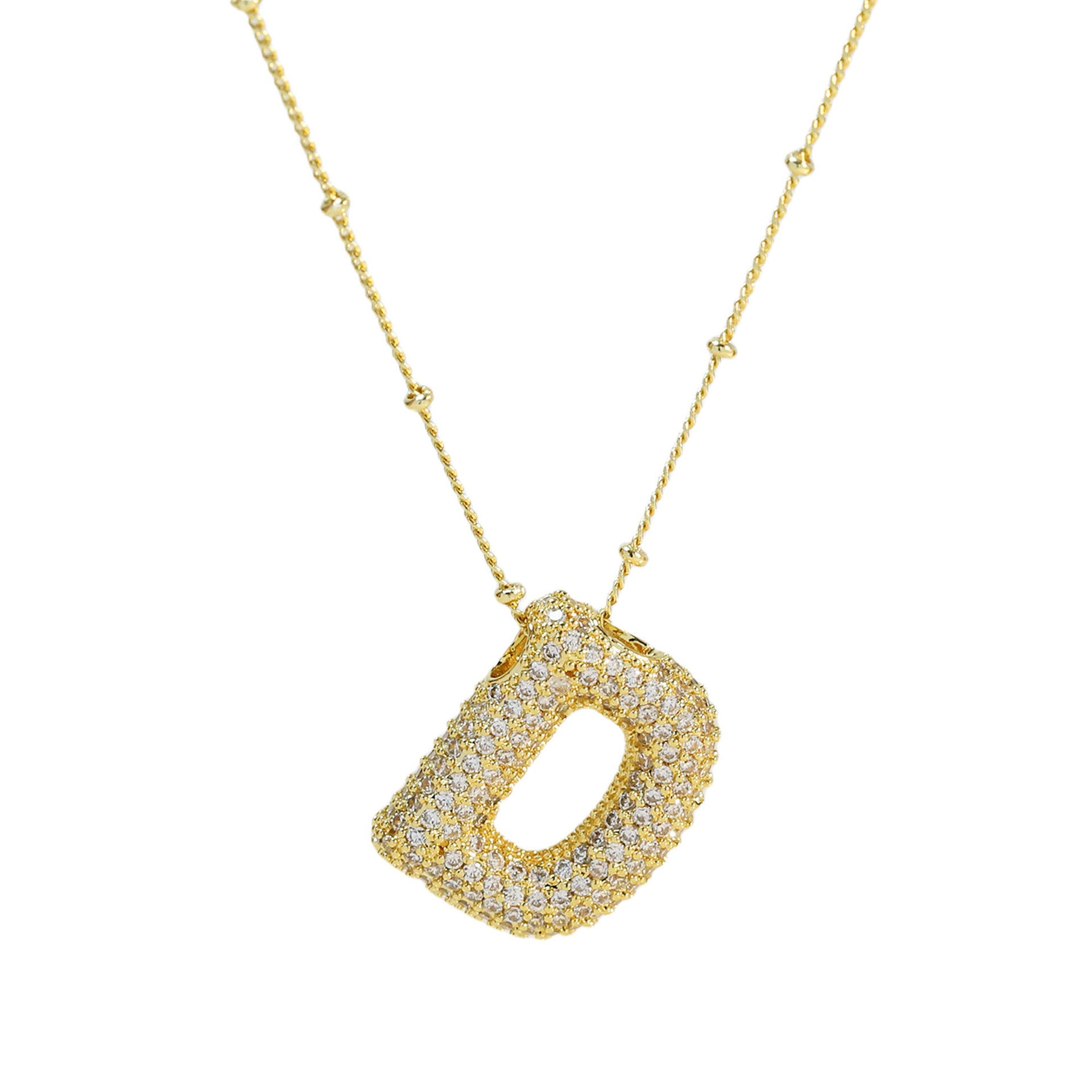 Brass Zircon Bubble Balloon Letter Pendant Necklace For Women a1290083 de0d 4642 81f2 2f45f27609f0