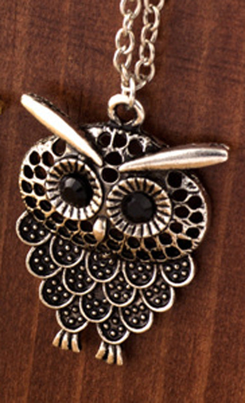Necklace Personalized Fashion Retro Three-color Owl Alloy Necklace New Women's Exquisite Sweater Chain a13cf6f2 48cf 4238 822