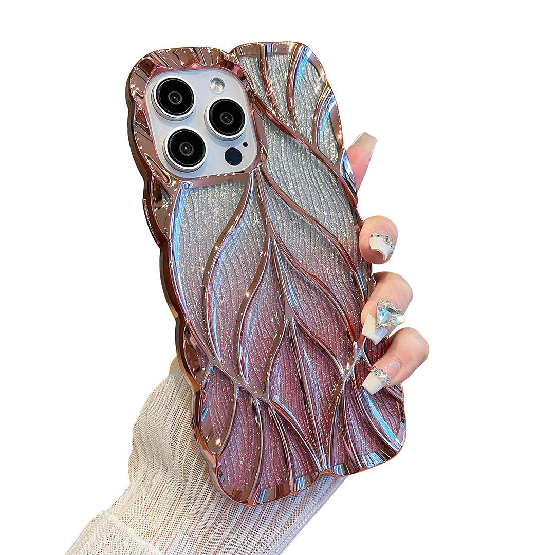 Three-dimensional Leaves Phone Case Light Luxury Electroplating a149b9f0 2302 4667 8463 973ffcb64627