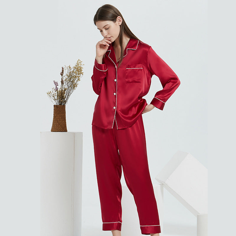 Couple's Silk Pajamas Long-sleeve Suit Silk Homewear a14d7a05 4986 43d2 8dc5 e5a0b4d5f71f