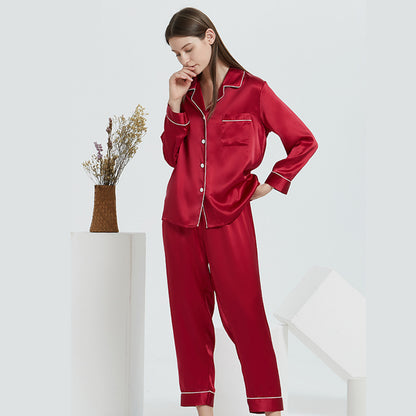 Couple's Silk Pajamas Long-sleeve Suit Silk Homewear a14d7a05 4986 43d2 8dc5 e5a0b4d5f71f