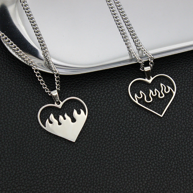 Love Flame Couple Necklace Jewelry Stainless Steel a163a78d 5b69 4587 8d57 dfd72415dd78