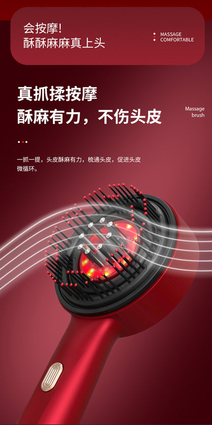 Electric Massage Comb Home Scalp Drain Comb Red Light Anti-slip Hair Care Multi-functional Massage Comb