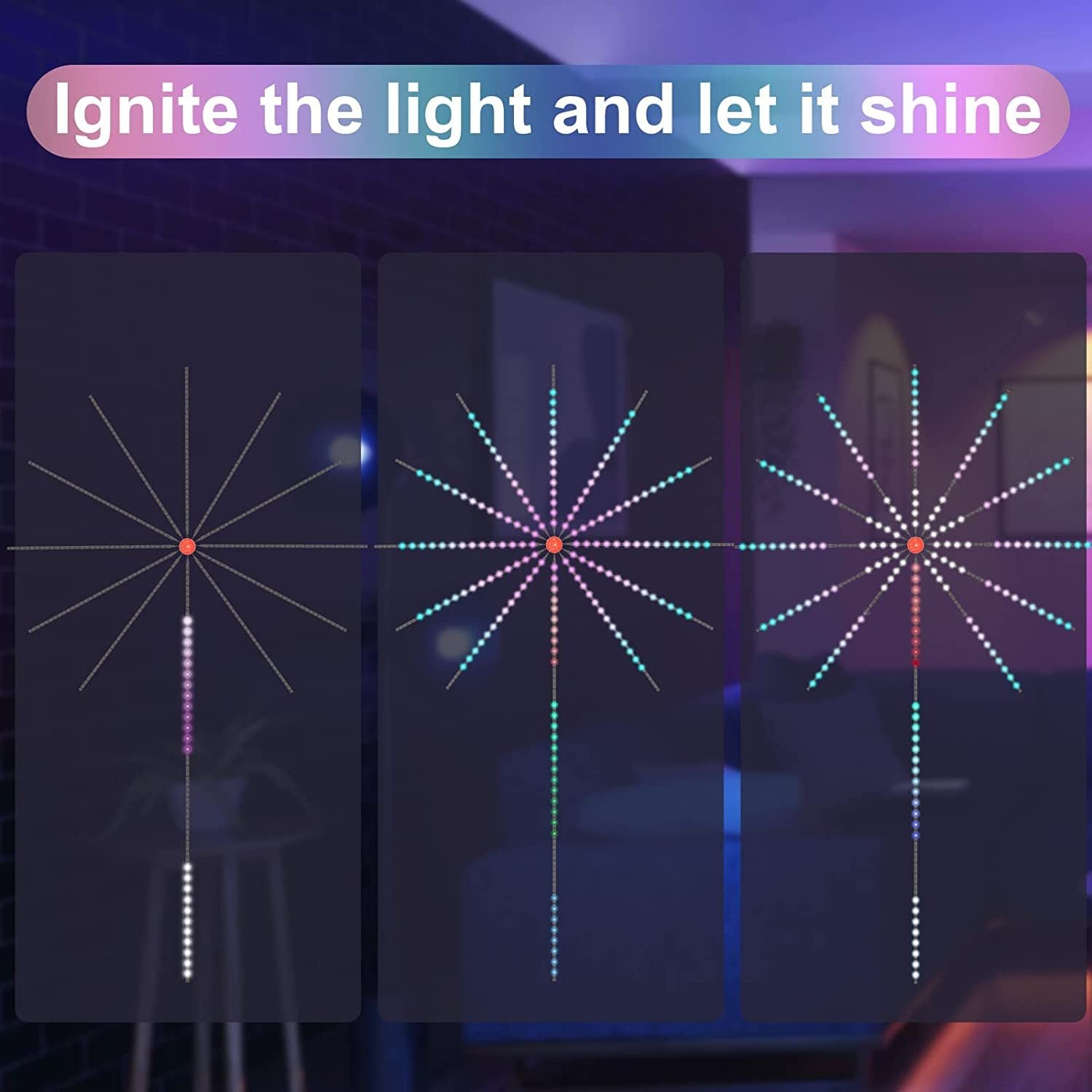 Firework Lights LED Strip Music Sound Sync Color Changing Remote Control LED Firework Light For Room Party a177f4e1 c1ba 4f40