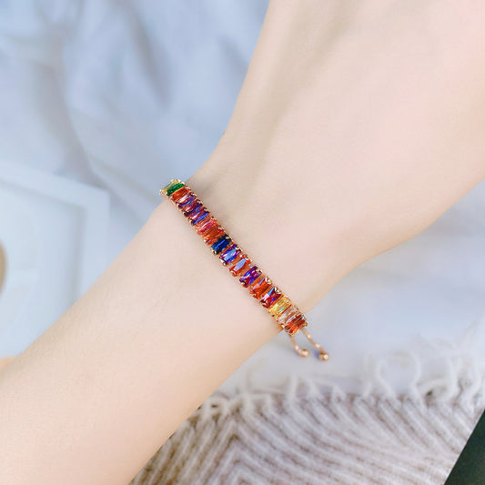 Boho Rainbow Tennis Bracelets For Women Adjustable Women's Bracelet Zircon Jewellry Friend Gift Wholesale Jewery a17dcbd2 51c