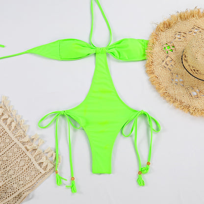 Lace-up One-piece Swimsuit Women's Halter Design Sense a19d1a2e 6905 42d4 89a9 78d0d448f773