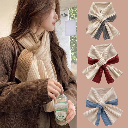 Sweet Color-blocked Knitted Scarf For Women Autumn And Winter Warm Versatile Fashion Scarf For Girls a1b70290 0f9b 458c b504 
