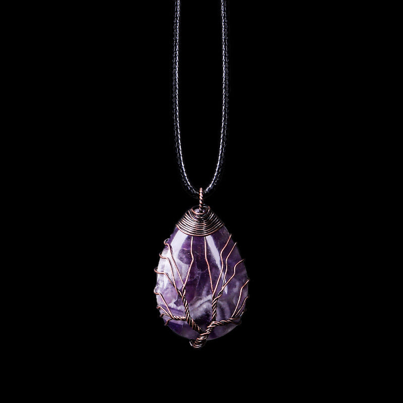 Natural Stone Crystal Drop-shaped Winding Tree Of Life Pendant Necklace Jewelry a1b7c528 0e3c 4b4f 9956 e2d7c0a2cd43