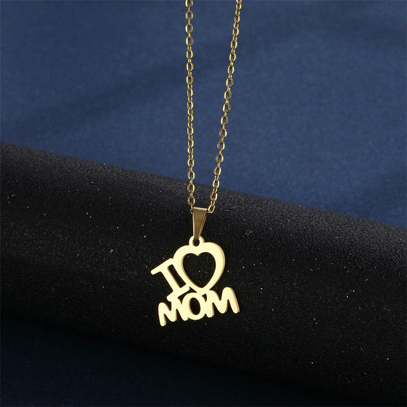 Mother's Day Jewelry Set Stainless Steel I Love Mom Mama Love Heart Pendant Necklace Earrings Thanksgiving Gift a1bd0045 2d05