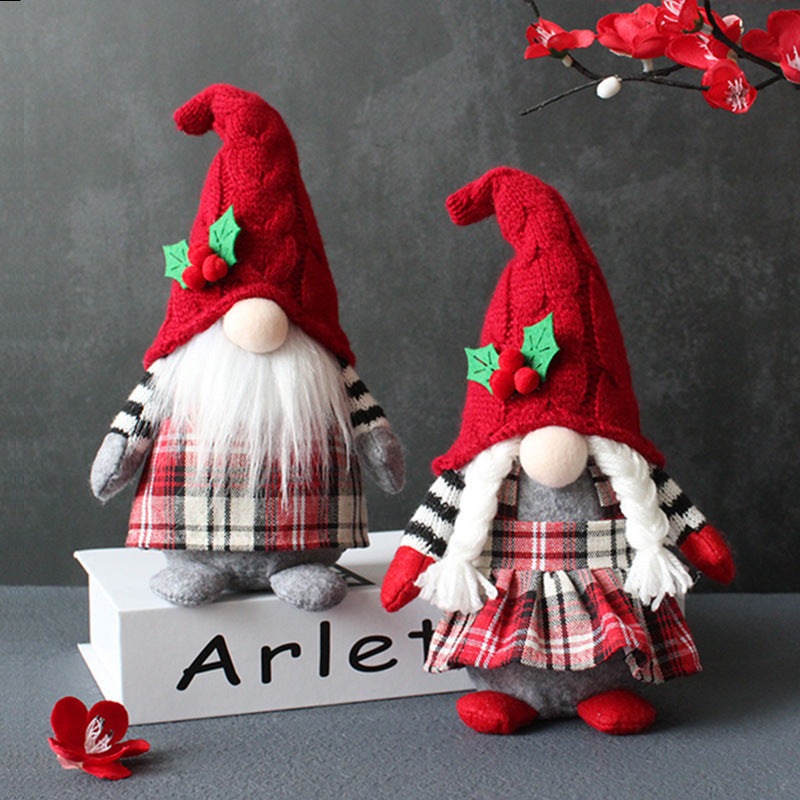 Cute Braids Faceless Plaid Hooded Forest Old Man Doll Home Plush Desktop Decoration a1c8f54c 7896 4e13 bcbb ed42468180ac