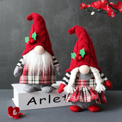 Cute Braids Faceless Plaid Hooded Forest Old Man Doll Home Plush Desktop Decoration a1c8f54c 7896 4e13 bcbb ed42468180ac