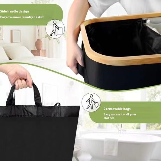 Oxford Cloth Dirty Clothes Folding Dirty Clothes Basket Dustproof With Cover Storage Basket