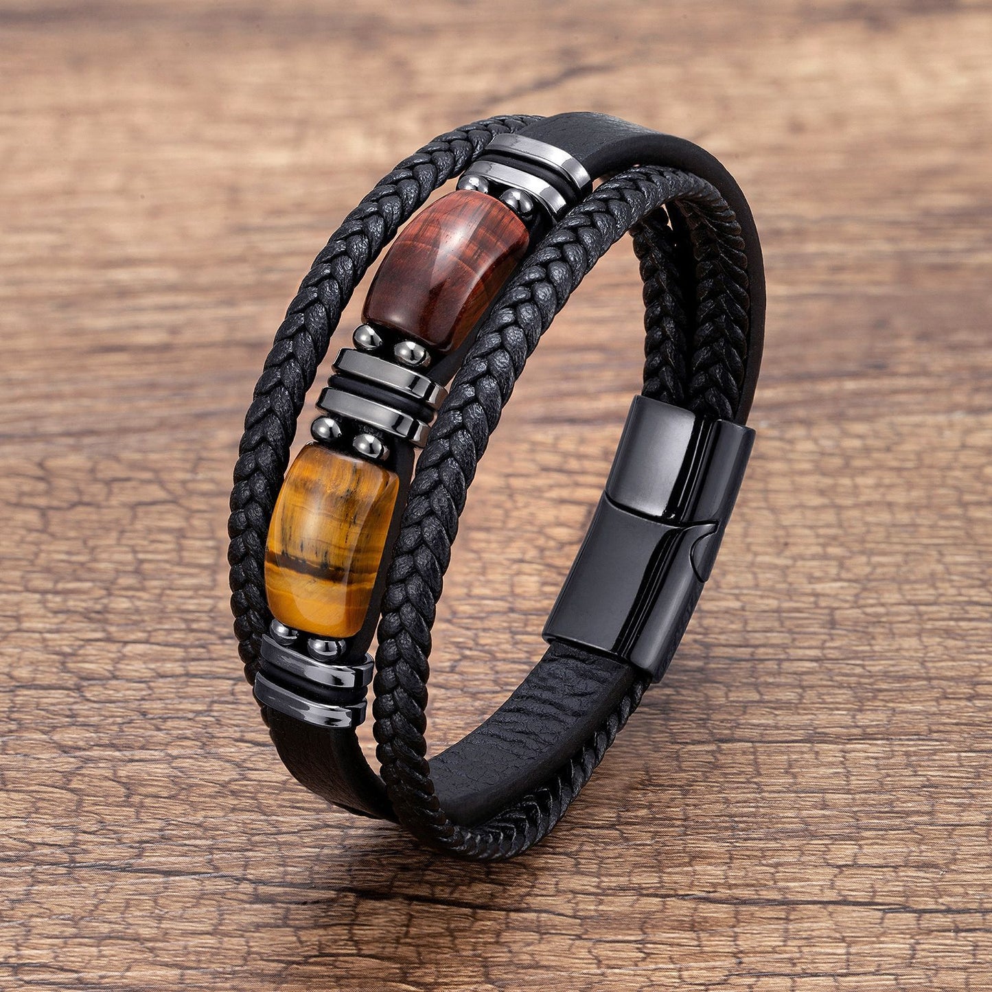 Men's Tiger Eye Bracelet Multilayer Leather Strap a1dd1d24 b338 45a1 8f4e 2b5993680470