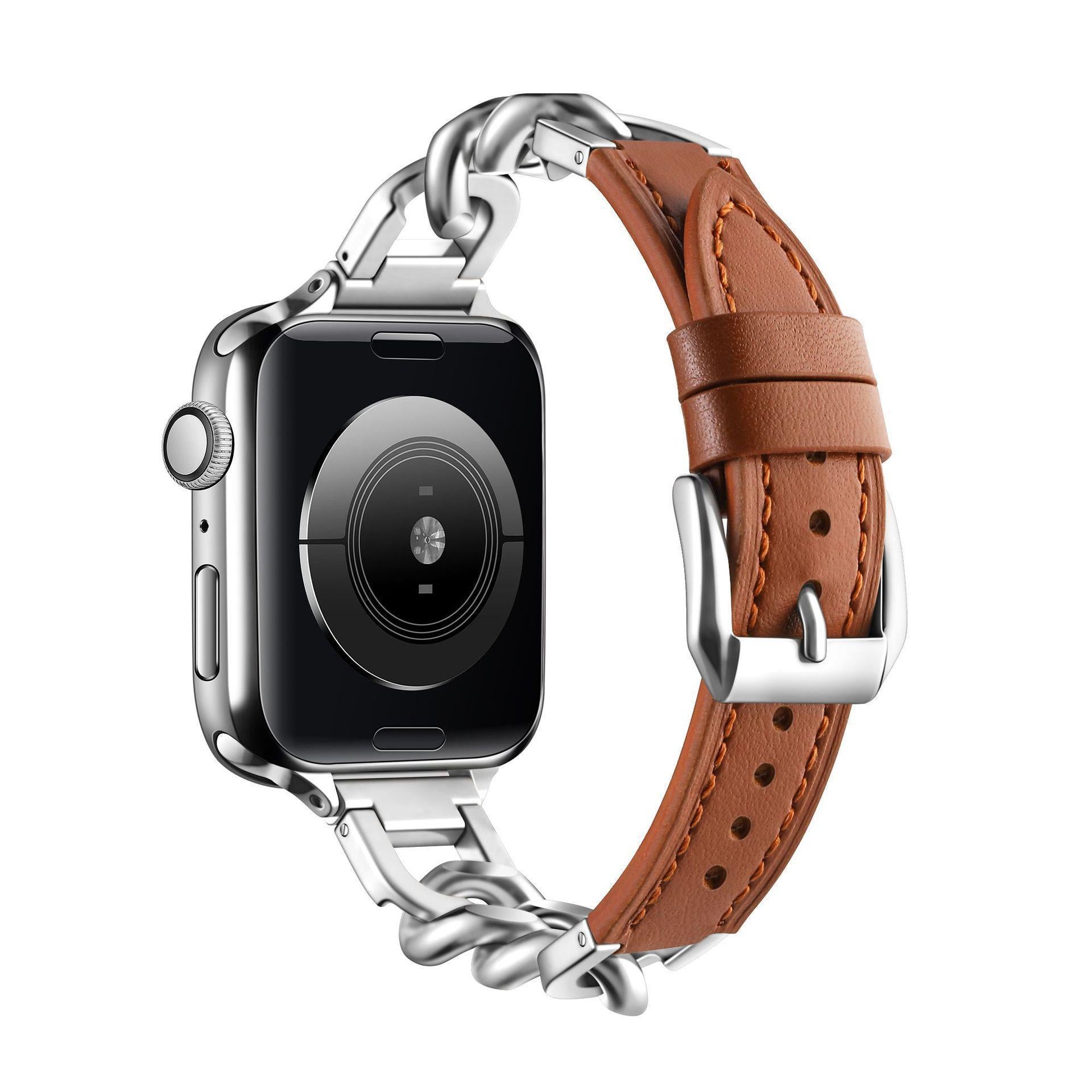 Stainless Steel Leather Single Row Denim Chain Iwatch Strap a1ef6db4 fcb7 4bca a9c6 6fd08a666c36