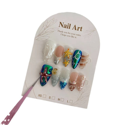 Hand-painted Happy Underwater World White Advanced Long Manicure a1f36ed7 8d3c 4147 ba91 92843ae12440