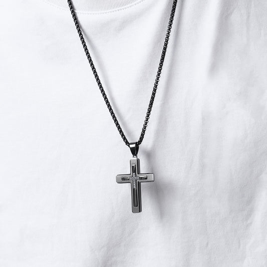 European And American Stone Cross Men's Pendant Necklace a205c2e6 3799 492c aade 8f6844839682