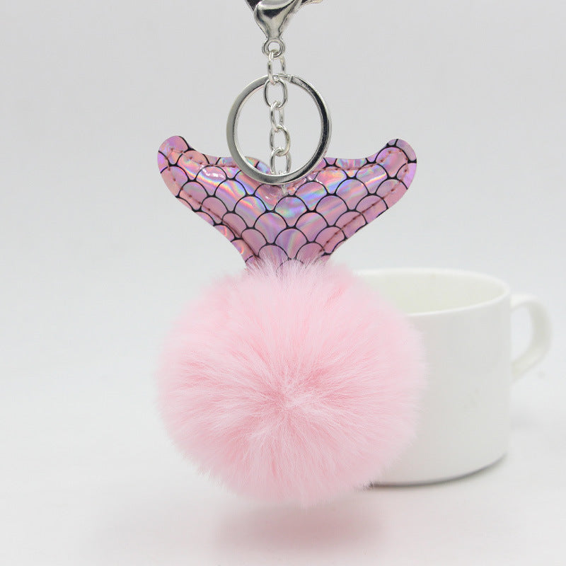 Fish Tail Fur Ball Keychain Creative a221bdf0 5f4c 440c 96a0 0d3b1ef9597a