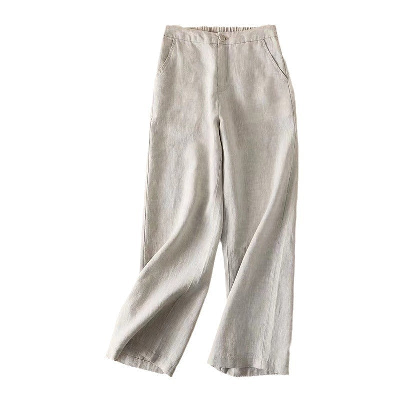Women's Cotton And Linen Spring And Summer Thin Cropped Simple Casual Pants