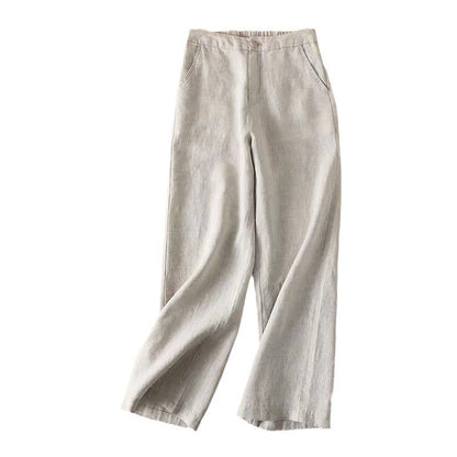 Women's Cotton And Linen Spring And Summer Thin Cropped Simple Casual Pants