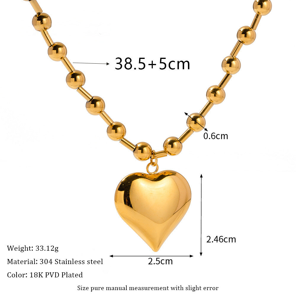 European And American High-grade Exaggerating Heart-shapaed Necklace Fashion Minority Design Stainless Steel Clavicle Chain a