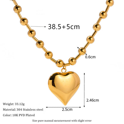 European And American High-grade Exaggerating Heart-shapaed Necklace Fashion Minority Design Stainless Steel Clavicle Chain a