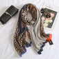 New Leopard Print Cotton And Linen Feel Scarf Women's Winter All-matching Long Warm Shawl Dual-use Beach Towel a2313ad0 649e 