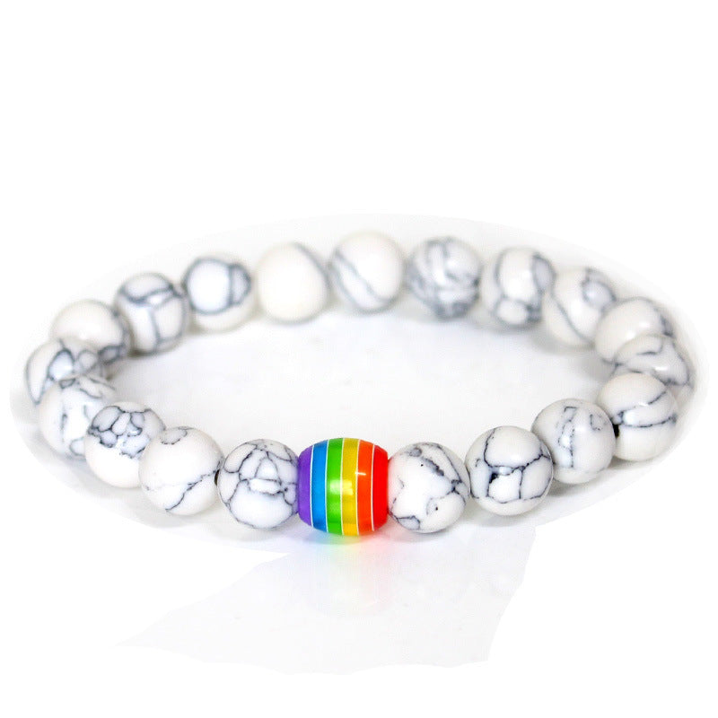 Rainbow Bead Bracelet Pride Natural Stone Strand Couple Bracelets a25ec123 a0d6 4fa1 bc9e 948e5f8d5617