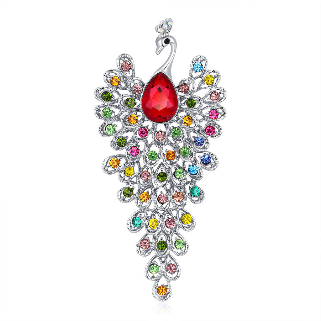 Fashion Peacock Color Rhinestone Glass Brooch a25fb01a be41 4405 8283 52916c91fa71