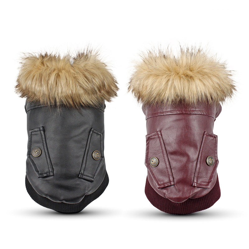 Autumn And Winter Clothes Dog Fur Collar Leather Coat a2b1be69 1330 4db0 8ff7 2f37ee00ddfa