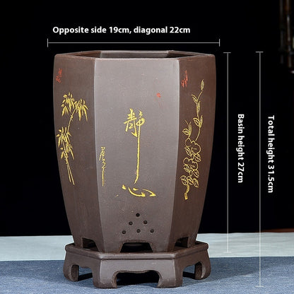 Fine Zisha Flowerpot Hand-carved Hexagonal a2b2fe8d a479 4014 9ae5 e82078fac4b9 trans