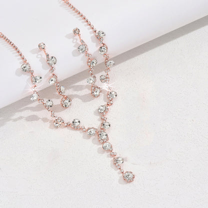 Fashion Crystal Necklace Ear Stud Bracelet Jewelry Accessories
