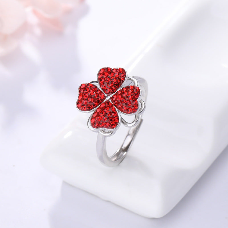 Sterling Silver Double-sided Four-leaf Clover Can Be Opened And Closed, A Double-wearing Clavicle Chain a2e4712a 1bc0 4ec3 96