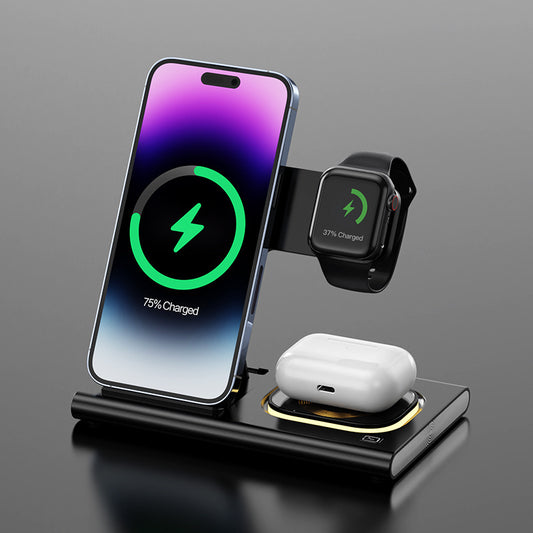 3 IN 1 15W Wireless Charging Charger Magnetic Desktop Night Light Iwatch Fast Charging Stand Gift Customization - HD Wireless Product #1