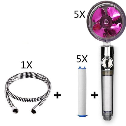 Propeller Driven Shower Head With Stop Button And Cotton Filter Turbocharged High Pressure Handheld Shower Nozzle a3104e9f af