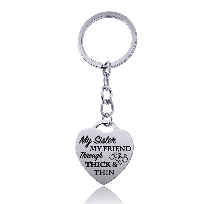 Stainless Steel Heart Sisters Best Friends Inspirational Keychains a31a78be 0ee6 41d8 a762 860d14188e11