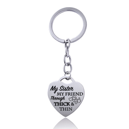 Stainless Steel Heart Sisters Best Friends Inspirational Keychains a31a78be 0ee6 41d8 a762 860d14188e11