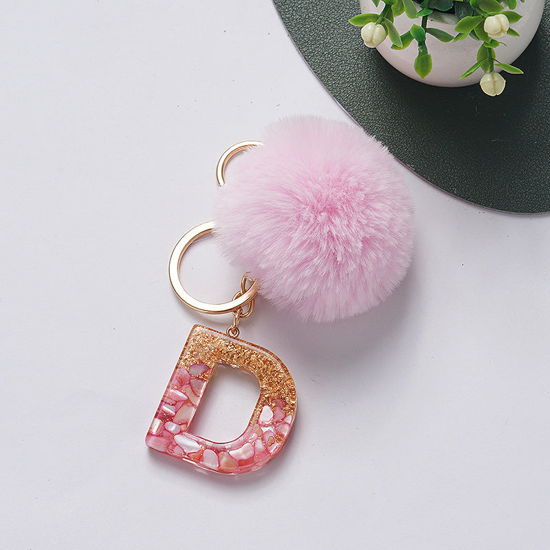 Hair Ball Pendant 26 English Letters Epoxy Keychain a33556d7 e9cc 4845 87ed 99413b46ad28