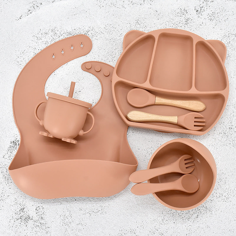 Infant Feeding Tableware Set Divided Grid Silicone Dinner Plate a336feca 765b 4c54 a0fa 3ad18b47b543