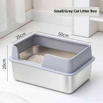 Stainless Steel Litter Box High Fence Anti-splash a33d4319 5749 4e78 beb4 7af638cedcf2 trans