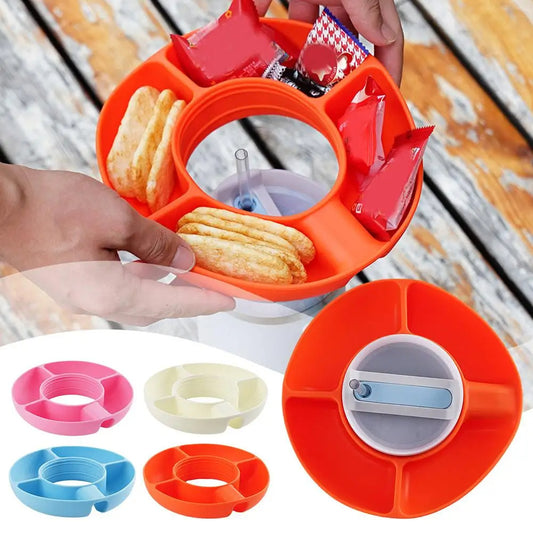 Silicone Snack For Cup 40 Oz Reusable Snack Container 4 Compartment Snack Platters Cup Snack Bowl Cup Holder Food Tray a35780